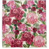 Moderne Waterverf bloemenroze rode bloemetjes Douchegordijn (Voorkant)