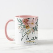 Moderne waterverf bloemenschrift elegante mama mok (Links)