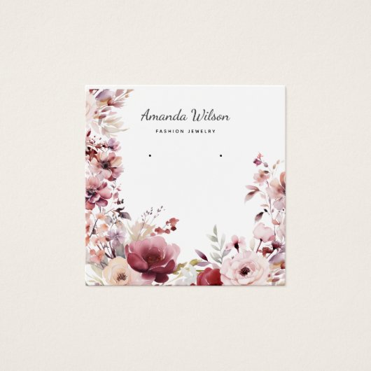Moderne waterverf bloemensieraden display kaart (Voorkant)