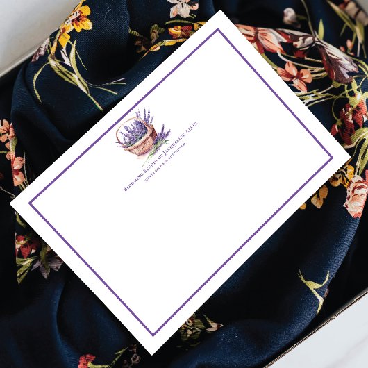 Moderne Waterverf Bloemenwinkel Lavendel Notitiekaartje