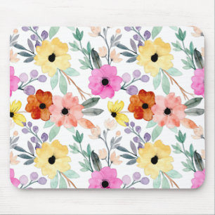 Moderne waterverf bloemige botanische bloemen muismat