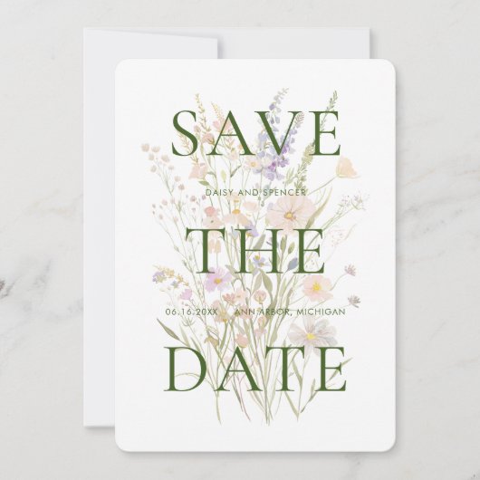 Moderne Waterverf Bloemige Bruiloft Save The Date (Voorkant)