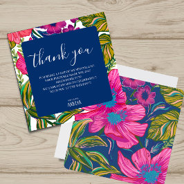 Moderne waterverf bloemige hete roze bruidsdouche bedankkaart