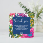 Moderne waterverf bloemige hete roze bruidsdouche bedankkaart (Staand voorkant)