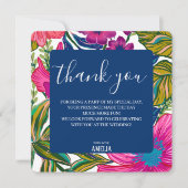 Moderne waterverf bloemige hete roze bruidsdouche bedankkaart (Voorkant)