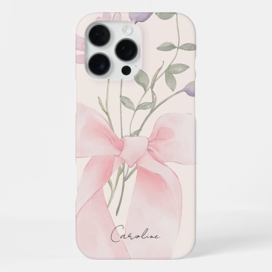 Moderne Waterverf Bloemige Stijlvolle Roze Strik S iPhone Hoesje (Achterkant)