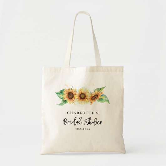 Moderne Waterverf Bloemige Zonnebloem Bruiloft Fee Tote Bag (Voorkant)