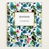 Moderne waterverf bloemmotief monogrammed planner (Voorkant)