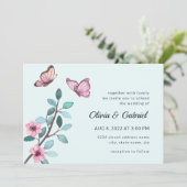 Moderne waterverf. Blooming Garden Wedding Kaart (Staand voorkant)