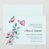 Moderne waterverf. Blooming Garden Wedding Kaart (Voorkant / Achterkant)