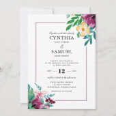 Moderne Waterverf Blooms bruiloft Kaart (Voorkant)