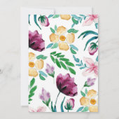 Moderne Waterverf Blooms bruiloft Kaart (Achterkant)