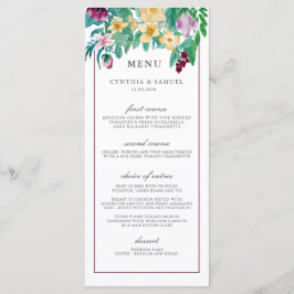 Moderne Waterverf Blooms Bruiloft Menu