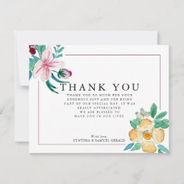 Moderne Waterverf Blooms Weddenschap Bedankkaart