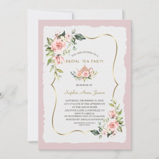  Moderne Waterverf Blos Bloemen Bruids Thee Feestj Kaart (Voorkant)