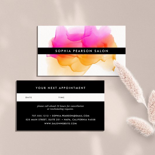 Moderne Waterverf Blot | Benoemingskaart Afsprakenkaartje