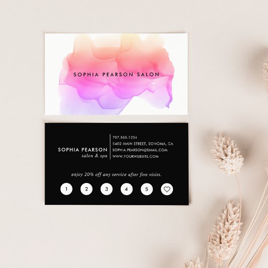 Moderne Waterverf Blot Klantenkaartje