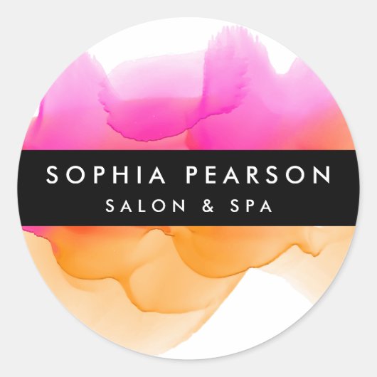 Moderne Waterverf Blot Ronde Sticker (Voorkant)