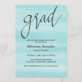 Moderne Waterverf Blue Afstudeerder Typografie Kaart