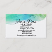 *~* Moderne Waterverf Blue Aqua Abstract Eenvoudig Visitekaartje (Achterkant)