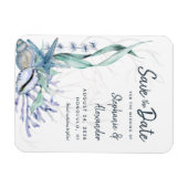 Moderne Waterverf Blue Beach Wedding Save the Date Magneet (Horizontaal)