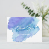 Moderne Waterverf Blue Blauwgroen Turquoise DANK U Bedankkaart (Staand voorkant)