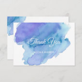 Moderne Waterverf Blue Blauwgroen Turquoise DANK U Bedankkaart (Voorkant / Achterkant)