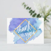 Moderne Waterverf Blue Blauwgroen Turquoise DANK U Bedankkaart (Staand voorkant)