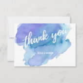 Moderne Waterverf Blue Blauwgroen Turquoise DANK U Bedankkaart (Voorkant)