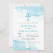 Moderne Waterverf Blue BOY Baptism Christening Inv Kaart (Voorkant)