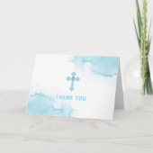 Moderne Waterverf Blue BOY Community Baptisme Bedankkaart (Voorkant)