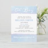 Moderne Waterverf Blue BOY Oh BOY Baby shower Kaart (Staand voorkant)