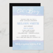 Moderne Waterverf Blue BOY Oh BOY Baby shower Kaart (Voorkant / Achterkant)
