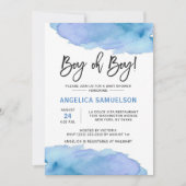 Moderne Waterverf Blue BOY Oh BOY Baby shower Kaart (Voorkant)