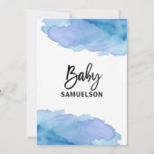 Moderne Waterverf Blue BOY Oh BOY Baby shower Kaart (Achterkant)