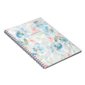 Moderne Waterverf Blue en Blush Flowers Notitieboek (Rechterzijde)