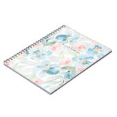 Moderne Waterverf Blue en Blush Flowers Notitieboek (Linkerzijde)