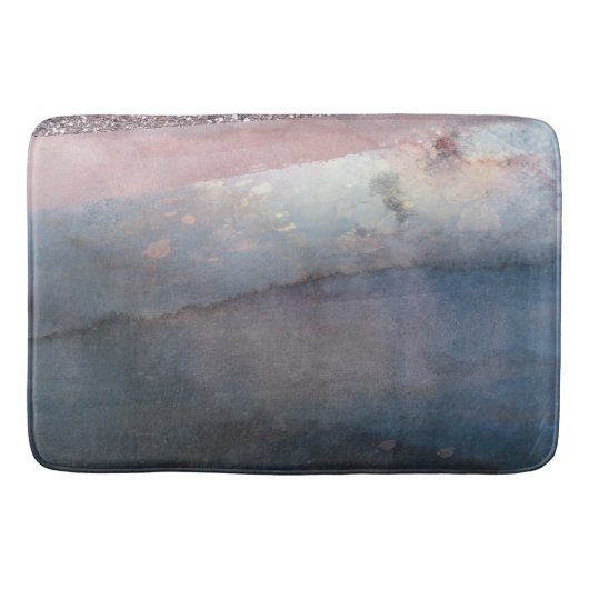 Moderne Waterverf Blue en Roos Gold Pink Blush Gla Badmat (Voorkant)