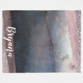 Moderne Waterverf Blue en Roos Gold Pink Blush Gla Fleece Deken (Voorkant (Horizontaal))