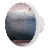 Moderne Waterverf Blue en Roos Gold Pink Blush Gla Keramische Knop (Rechts)