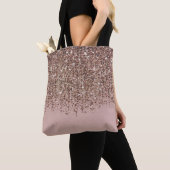 Moderne Waterverf Blue en Roos Gold Pink Blush Gla Tote Bag (Dichtbij)