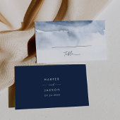Moderne Waterverf | Blue Flat Wedding Place Card Plaatskaartje