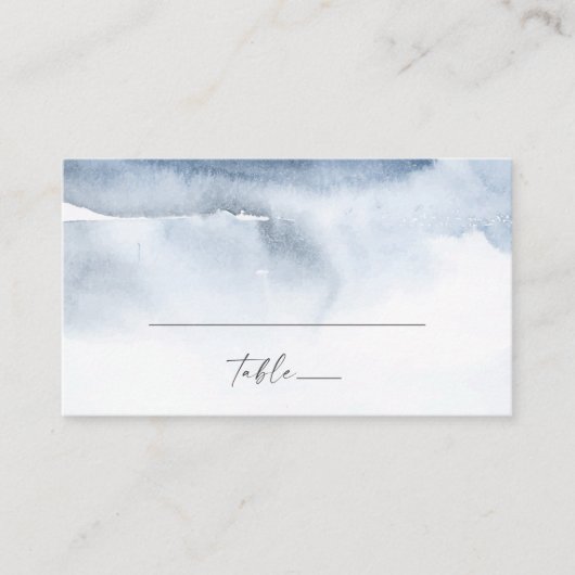 Moderne Waterverf | Blue Flat Wedding Place Card Plaatskaartje (Voorkant)