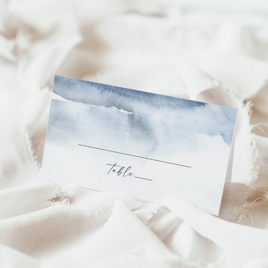 Moderne Waterverf | Blue Folded Wedding Place Card Plaatskaartje