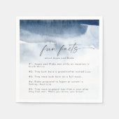Moderne Waterverf | Blue Fun Facts Wedding Napkins Servet (Voorkant)