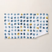 Moderne Waterverf Blue Gold Geometrical Squares Bad Handdoek (Handdoek)