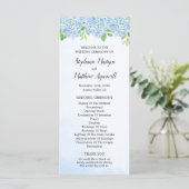 Moderne Waterverf Blue Hydrangea Wedding Ceremony Programmakaart (Staand voorkant)