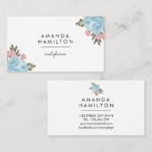 Moderne Waterverf BLUE met klasje Vloer en bladere Visitekaartje (Voorkant / Achterkant)