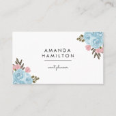 Moderne Waterverf BLUE met klasje Vloer en bladere Visitekaartje (Voorkant)