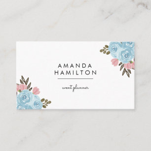 Moderne Waterverf BLUE met klasje Vloer en bladere Visitekaartje